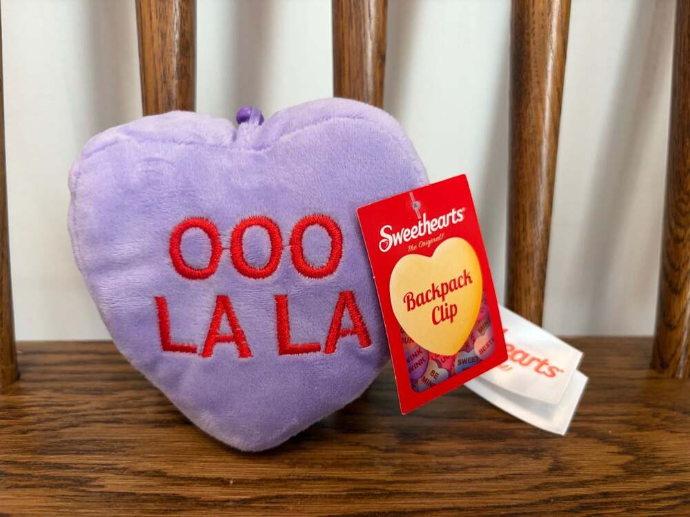 Sweethearts OOO LA LA Purple Plush Heart Backpack Clip